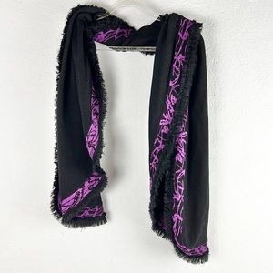 MARY KAY |🖤💜 Black & Purple Frayed Lace Hem Knit Shawl Wrap